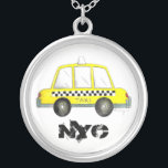 Taxi NYC Gult New York City Checkered Cab Gift Silverpläterat Halsband<br><div class="desc">Utformningen har en originalvattenfärgad illustration av en klassisk gult i New York City-kontrollerad taxi-taxi. Underbar för alla som bor i kärlek NYC! Ser du inte vad du är tittar för? Behöver du hjälp med anpassning? Klicka på "kontakta den här designern" för att få något skapat för dig!</div>