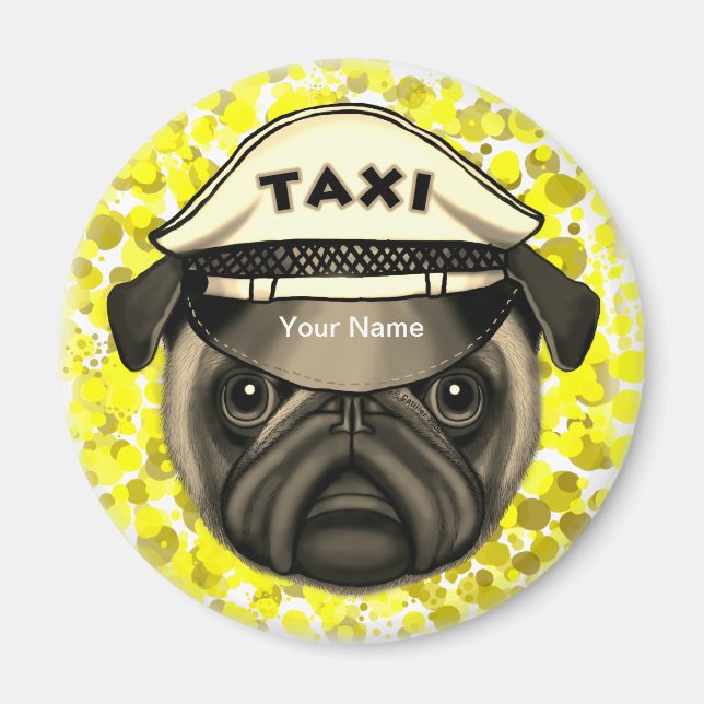 Taxi Pug Magnet (Framsidan)