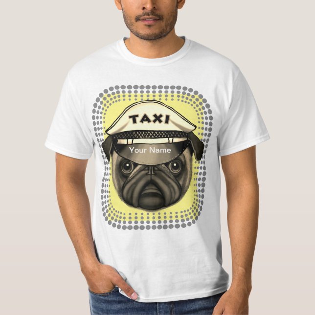 Taxi Pug T Shirt (Framsida)