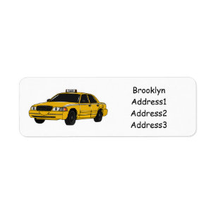 Taxi seriefigur illustration returadress etikett