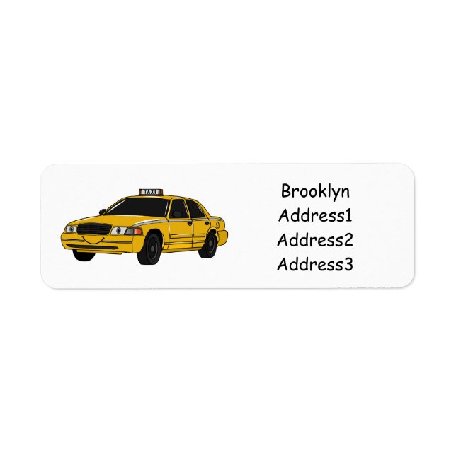 Taxi seriefigur illustration returadress etikett (Framsidan)