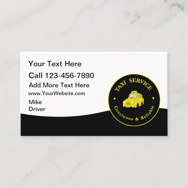 Taxi Service Modern Cab Driver Business Cards Visitkort (Framsida)