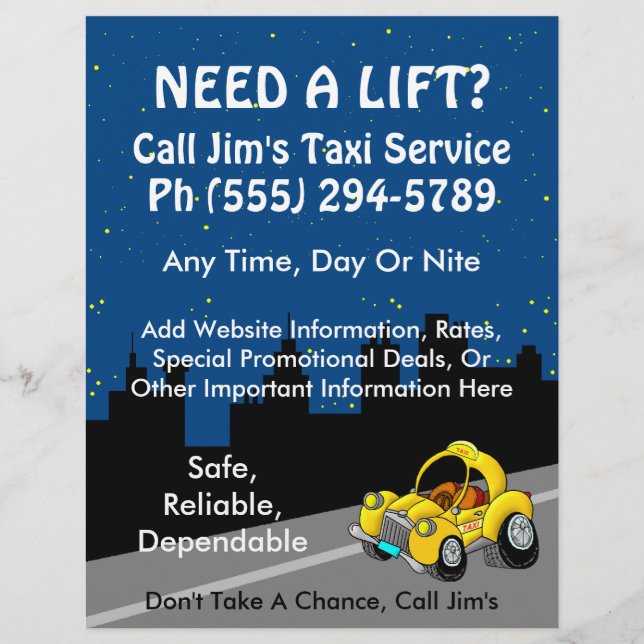 Taxi Service Reklamblad (Framsidan)