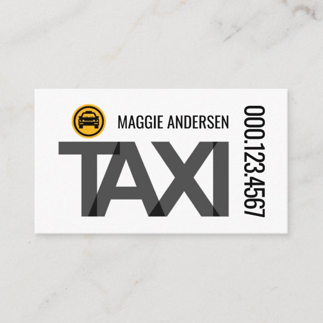 TAXI Silhuett skyltning körning Visitkort (Framsida)