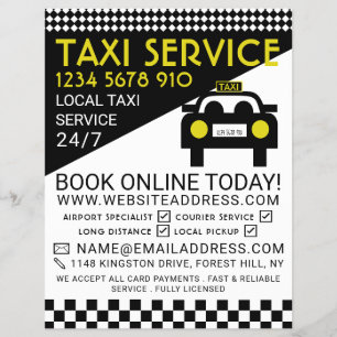 Taxi Station, Taxi Cab Firm med Prisare lista Reklamblad