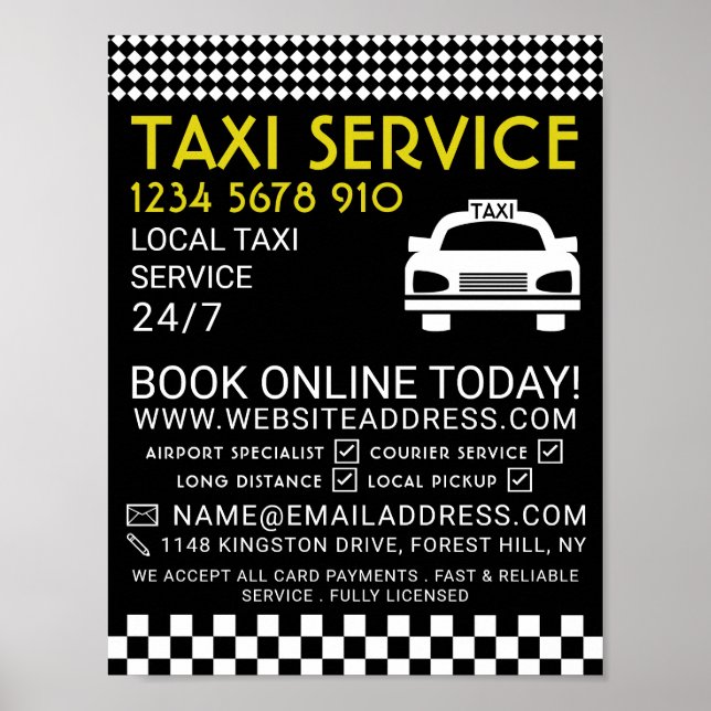 Taxi Station, Taxi Cab Firm Reklamation Poster (Framsidan)