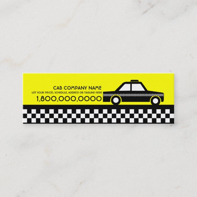 taxi-taxi mini visitkort (Framsida)