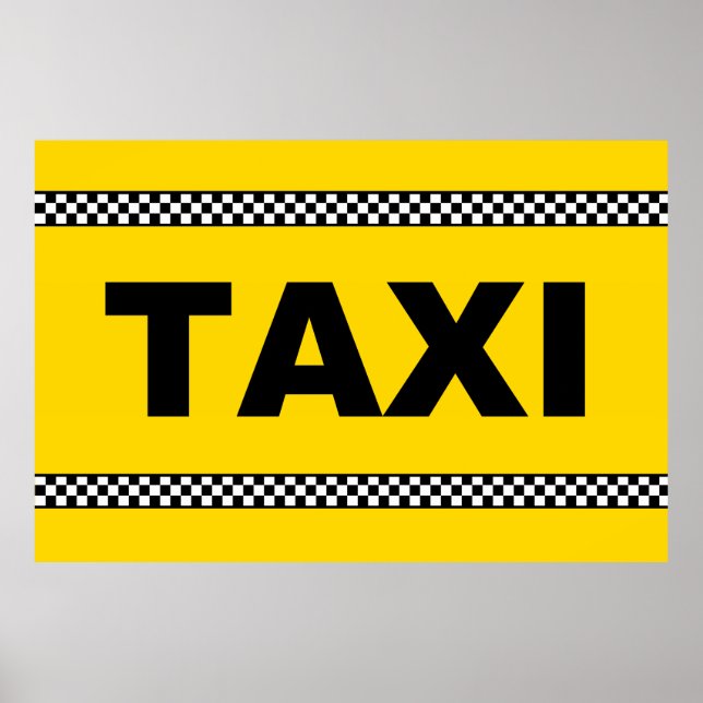 TAXI-tecken POSTER Gult i klassiskt format, svart  (Framsidan)