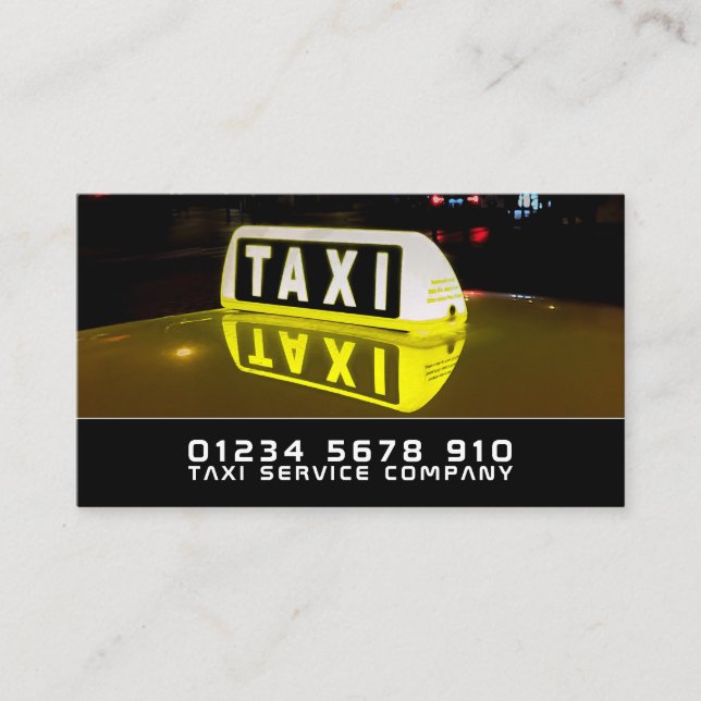 Taxi-tecken, Taxi-kafabrik, Pris lista Visitkort (Framsida)