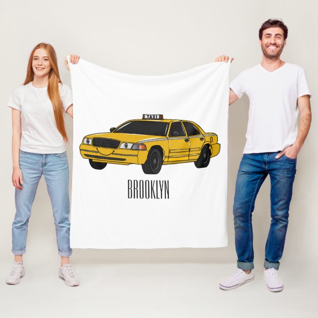 Taxibilillustration Fleecefilt (På plats)