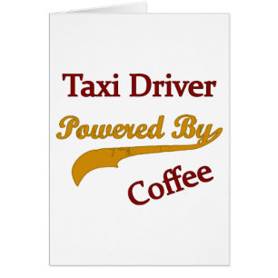 Taxichaufför som drivas av kaffe hälsningskort