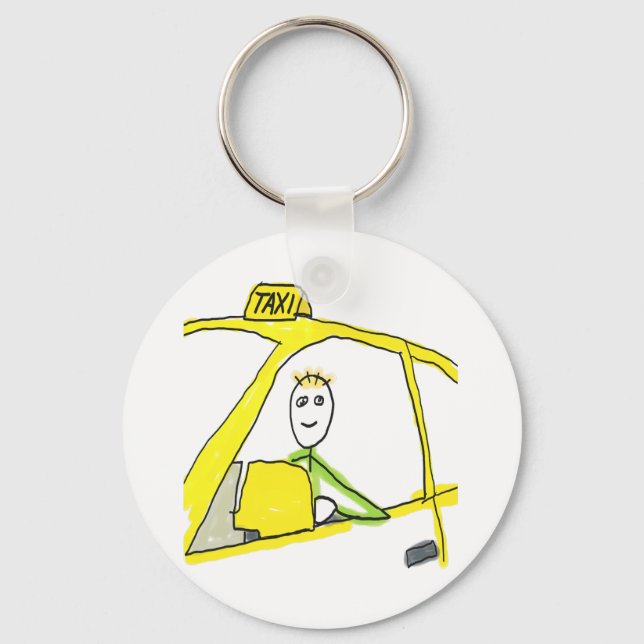 Taxichaufför Stickman Nyckelring (Framsida)