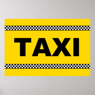 TAXIN undertecknar svartvit AFFISCHklassikergult Poster