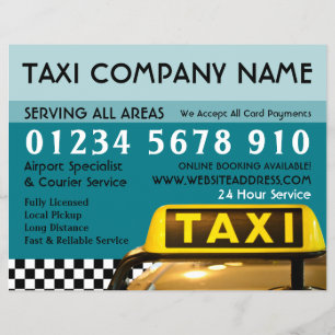 Taxiskylt med prislista Reklam Reklamblad
