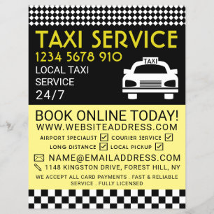 Taxistation, taxibolag med prislista reklamblad