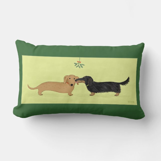 TaxMistletoekyss - Wienerhundjul Lumbarkudde (Framsida)