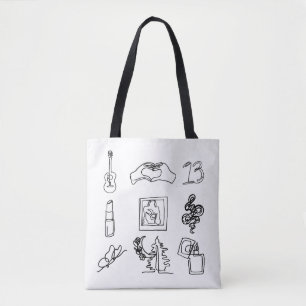 Taylor Eras Line Teckning Tote Bag Fläkt Art Tygkasse