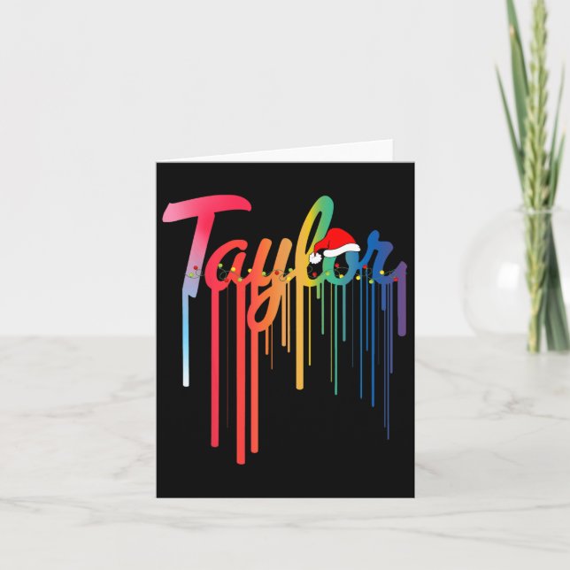Taylor Förnamn Tomte Hatt Färgglatt Tryck Taylor  Kort (Framsida)