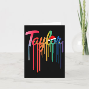 Taylor Förnamn Tomte Hatt Färgglatt Tryck Taylor  Kort