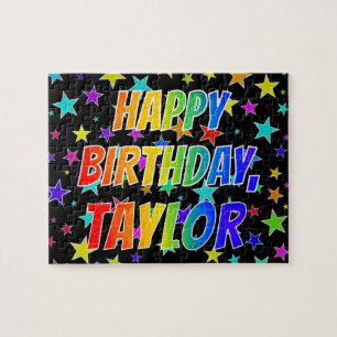 "TAYLOR" Första Namn, Roligten "GRATTIS PÅ FÖDELSE Pussel