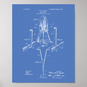 Taylor Golf Klubb 1905 Patent Art - Blueprint Poster