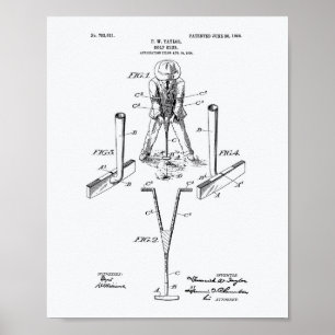 Taylor Golf Klubb 1905 Patent Art - White Papper Poster