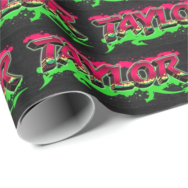 Taylor Vorname Name Graffiti red green Presentpapper (Rullad Hörn)