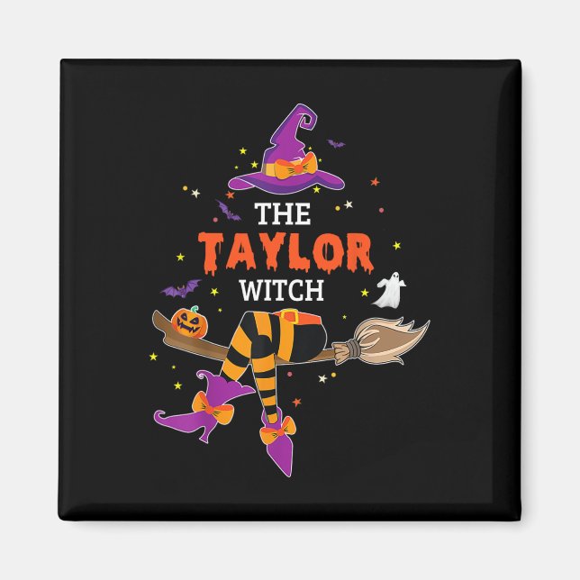 Taylor Witch Hat Halloween Ghost Surname First Magnet (Framsidan)