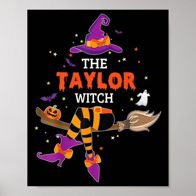 Taylor Witch Hat Halloween Ghost Surname First Nam Poster (Framsidan)
