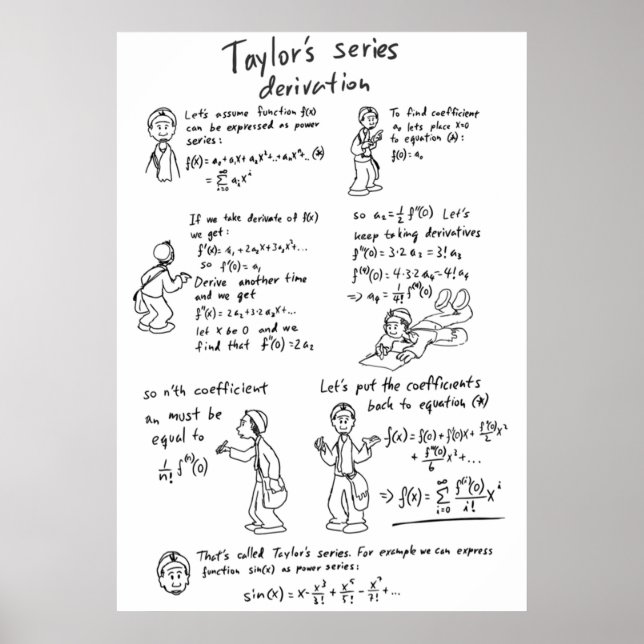 Taylors serie math tecknad stil poster (Framsidan)