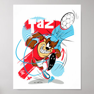 Taz Kolliderar Fotboll T Shirt Poster