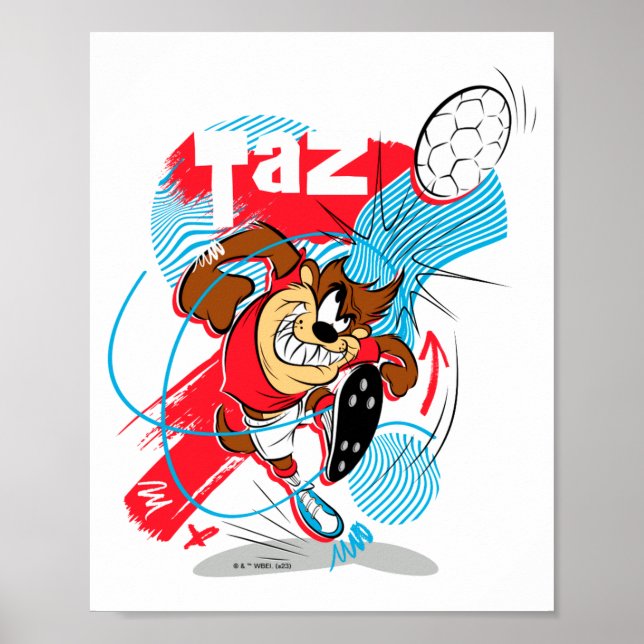 Taz Kolliderar Fotboll T Shirt  Poster (Framsidan)