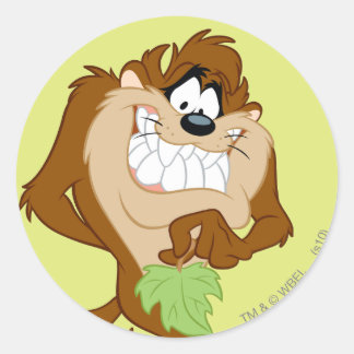 TAZ™ med ett blad Runt Klistermärke