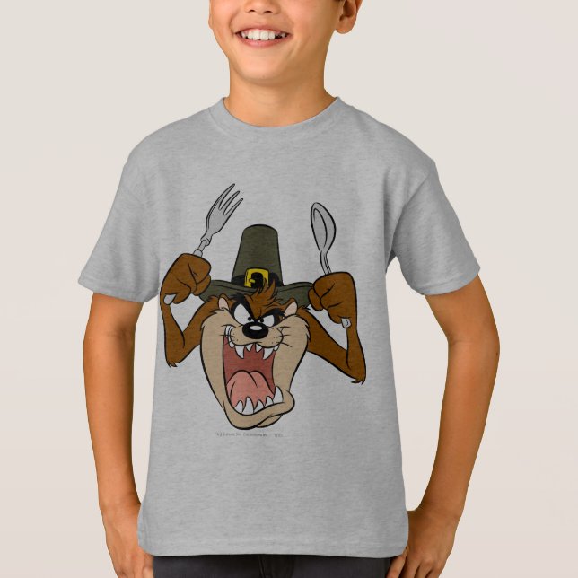 TAZ™ Pilgrim Thanksgiving i Färg Tee Shirt (Framsida)