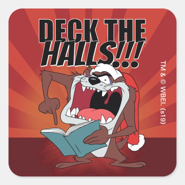 TAZ™ Singling jul Sång Fyrkantigt Klistermärke (Framsida)