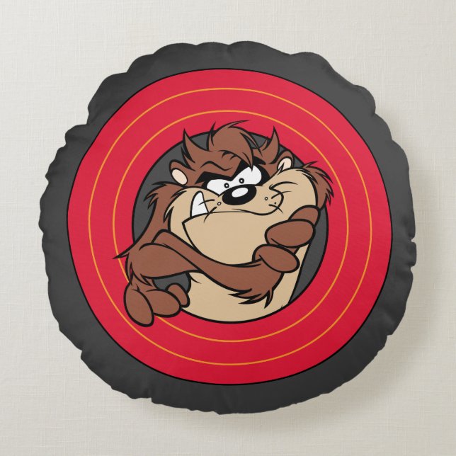 TAZ™ through LOONEY TUNES™ Circles Rund Kudde (Framsidan)
