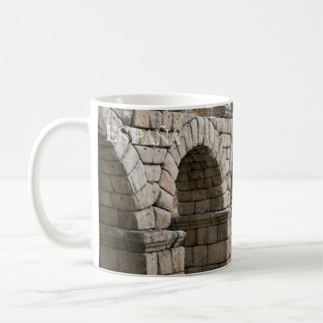 taza acueducto de Segovia en España Kaffemugg (Vänster)