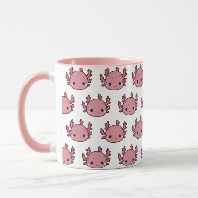 Taza ajolote rosa kawaii mugg (Vänster)