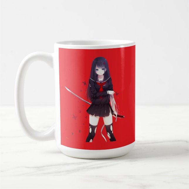 Taza anime roja kaffemugg (Vänster)
