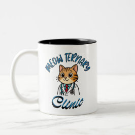 Taza bicolor. Cat Doctor Veterinarian Mug. Två-Tonad Mugg