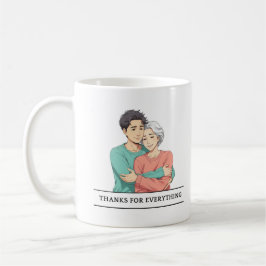 Taza blanca día de la madre con diseño anime kaffemugg
