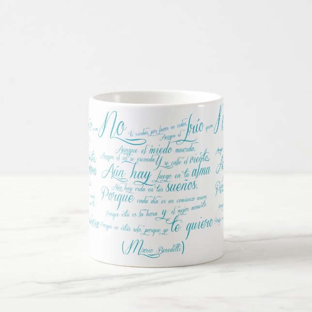 Taza blanca  poema de Mario benedetti Kaffemugg (Center)