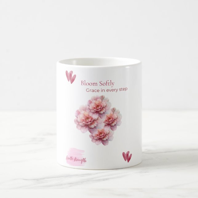 Taza/ Bloom Softly con Peonías Rosadas  Kaffemugg (Center)