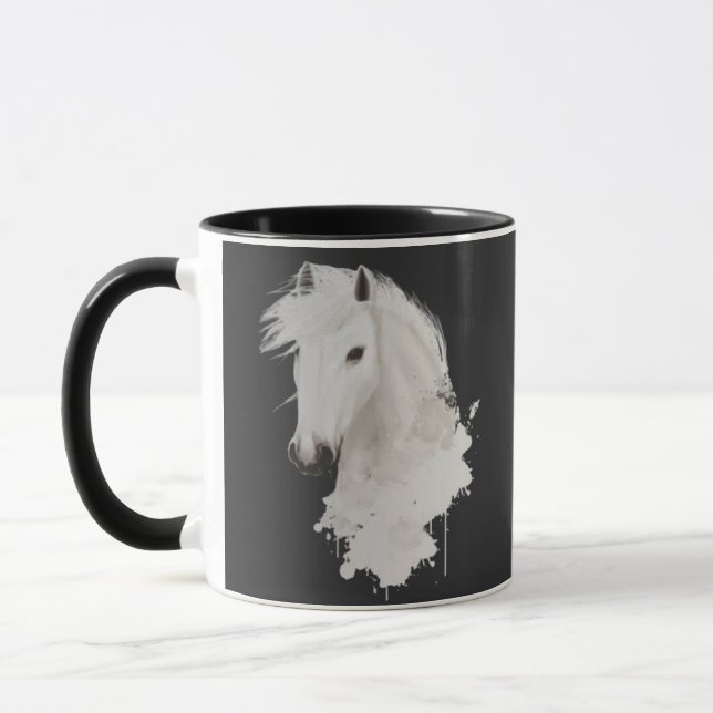 TAZA CABALLO BLANCO CON FONDO NEGRO MUGG (Vänster)