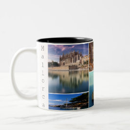 Taza collage isla de Mallorca, Majorca Två-Tonad Mugg