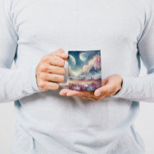 Taza con arte en acuarela — “Sueños Líquidos”