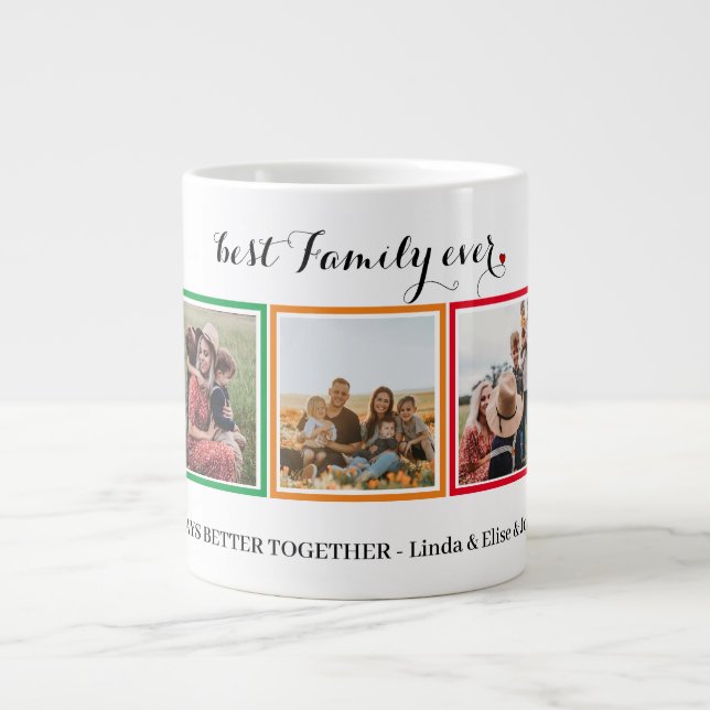 Taza De Café Gigante Best Family ever Photo Collag Jumbo Mugg (Framsidan)