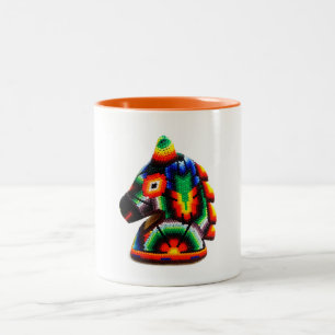 Taza De Café Huichol Beaded Horse Mexican Art Två-Tonad Mugg