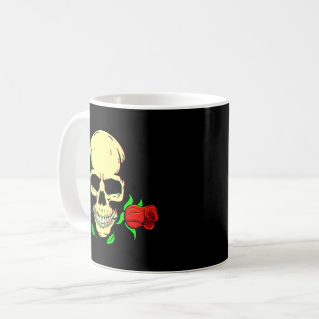 Taza De Café Skull N Roses 3D Kaffemugg (Framsida vänster)