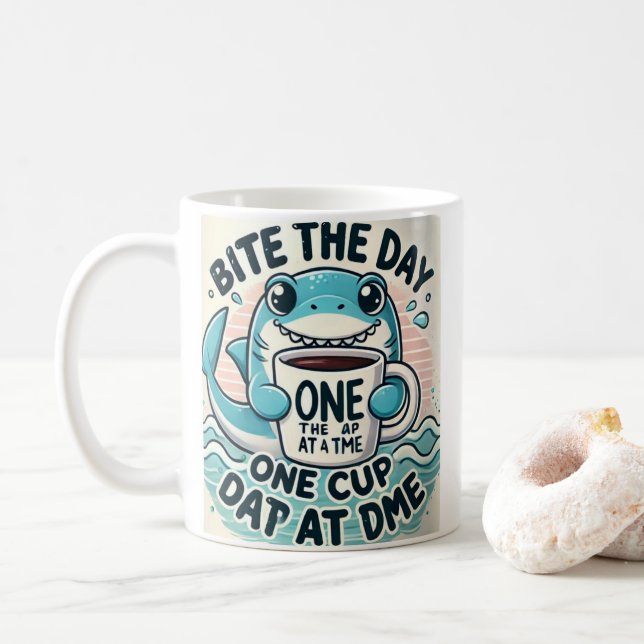 Taza de café - Taza divertida de tiburón simpático Kaffemugg (Med munk)